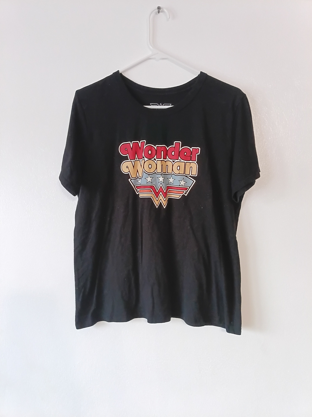 Women's Size L (12-14) WONDER WOMAN Graphic T-Shirt Black
